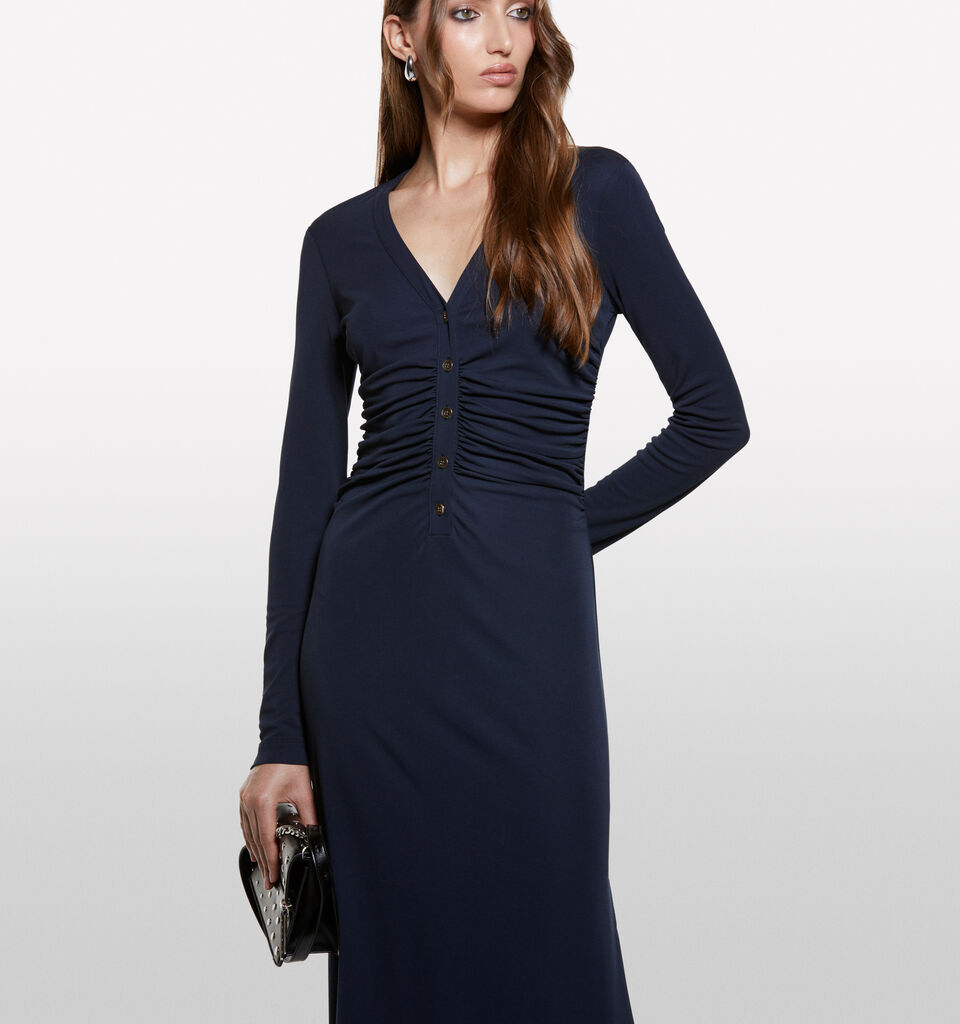 Vestido azul-escuro com racha - vestidos compridos para mulher - Azul-Escuro | Sisley image number 3